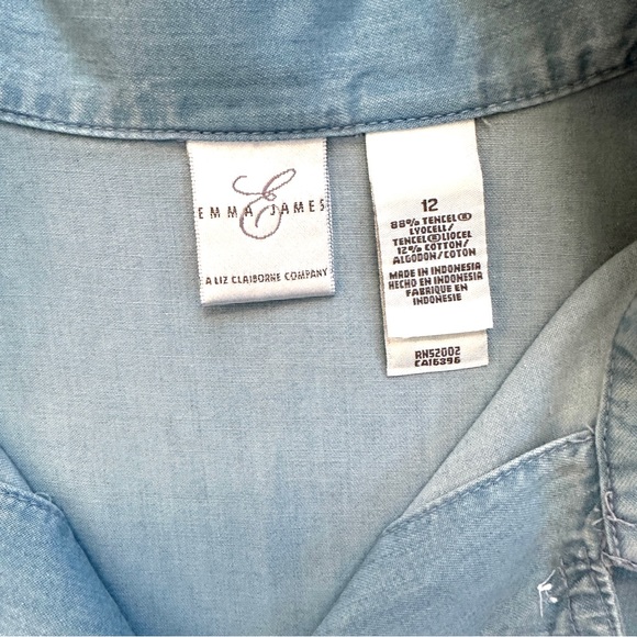 EMMA JAMES 3/4 SLEEVE LIGHT-WEIGHT DENIM CHAMBRAY SHIRT JACKET SHACKET Sz12 - Picture 6 of 9